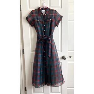 ALDEN ADAIR Rachel Holiday Plaid Pearl Midi Dress Sz S NWT $358 RL Christmas